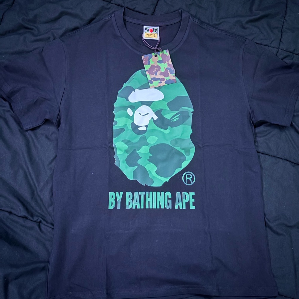 Bape Black and Green Graphic Tee